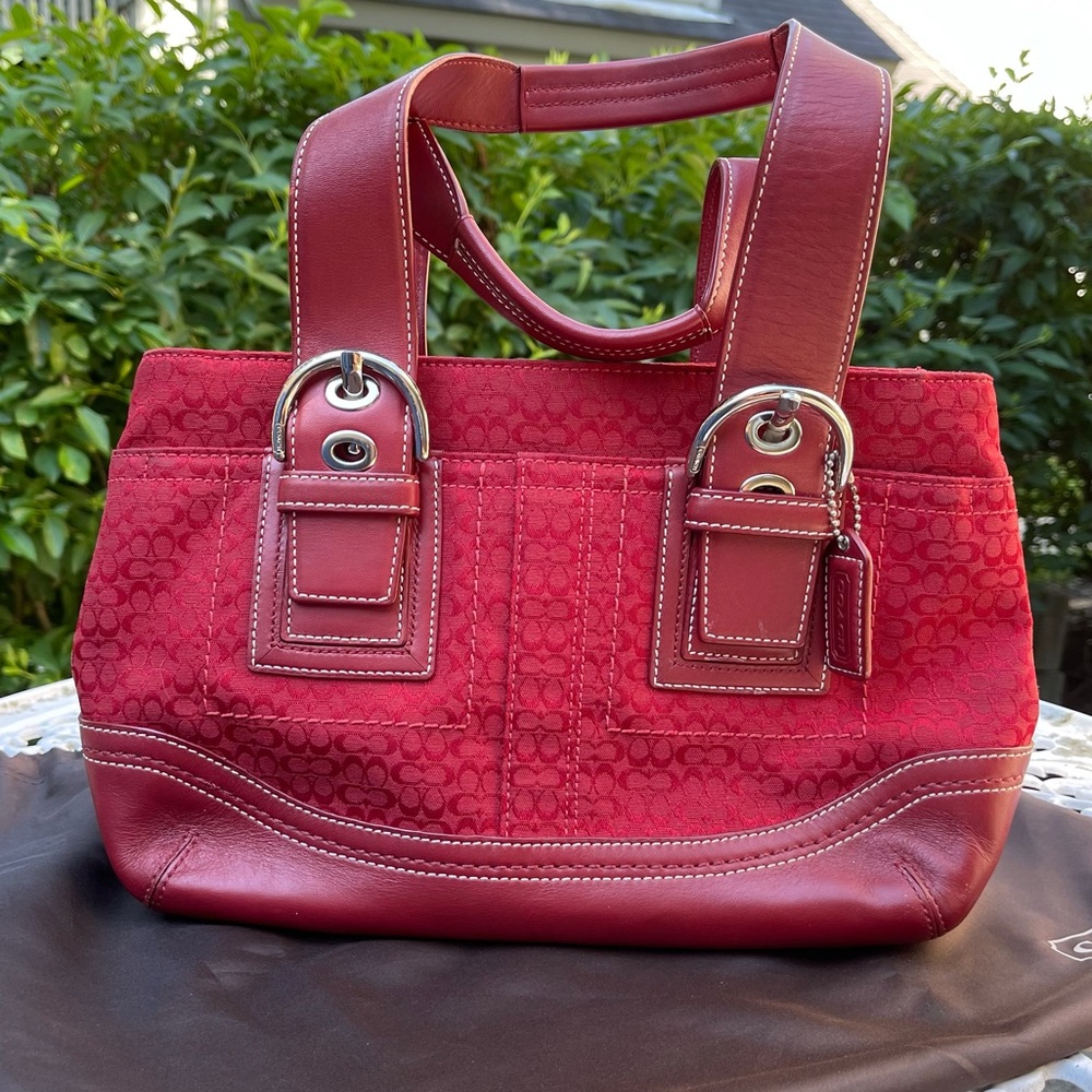 Coach Red Soho Signature Mini C Satchel Tote